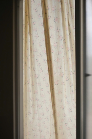 Rèm 16 vải hoa hồng nền kem
