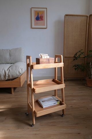 Kệ gỗ 3 tầng có bánh xe