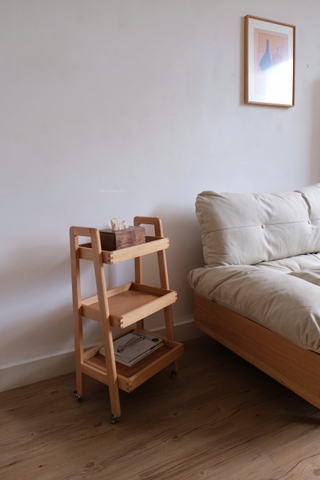 Kệ gỗ 3 tầng có bánh xe