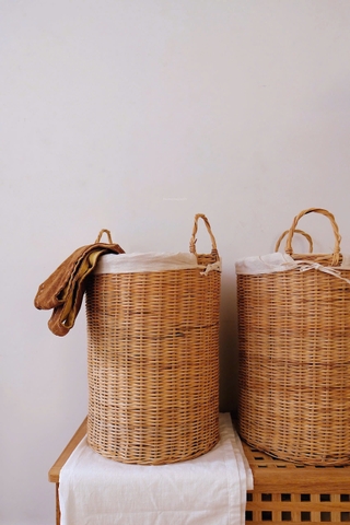 Giỏ mây trụ 19 có quai D35cmxH53cm