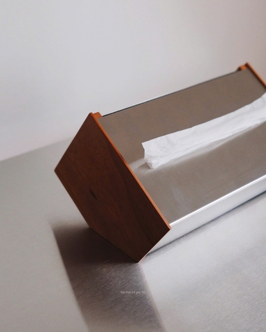 Hộp khăn giấy kim loại + gỗ