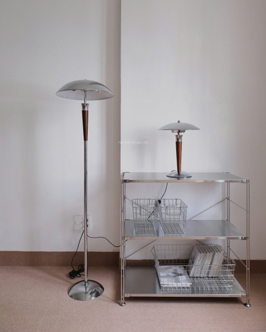 Đèn tán kim loại thân gỗ