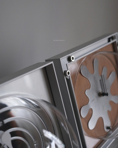 Đồng hồ khung kim loại+ mặt gỗ