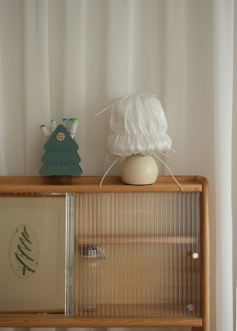 Đèn nấm bọc vải 03 - đế kem