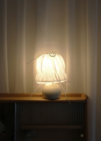 Đèn nấm bọc vải 03 - đế kem