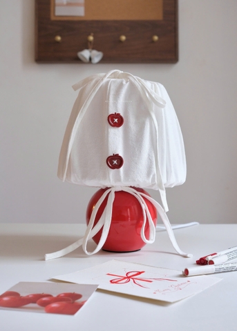 Đèn nấm bọc vải 02 - đế đỏ