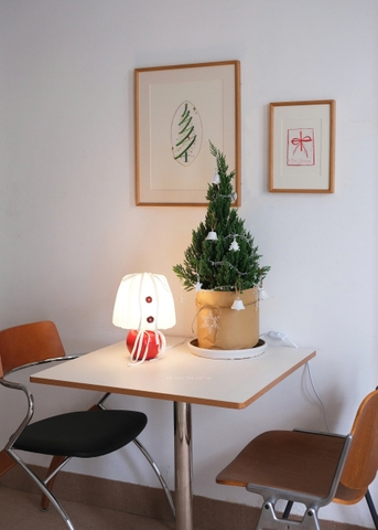 Đèn nấm bọc vải 02 - đế đỏ