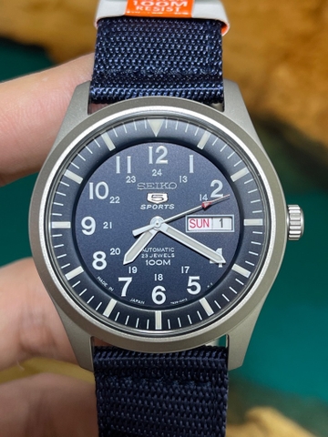 Mã số 412: Seiko 5 quân đội 42mm xanh Navy - Made in Japan (Hải quân)