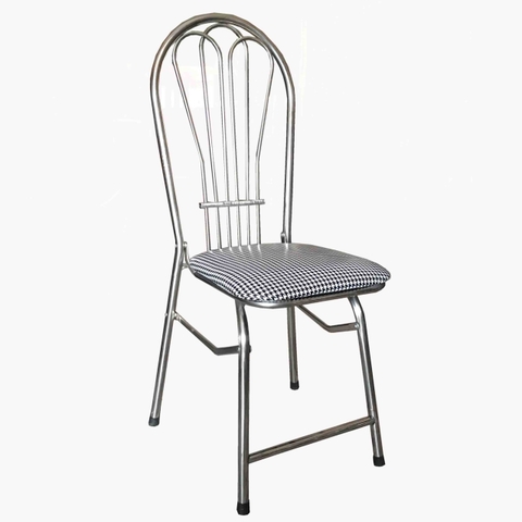 Ghế Tựa Gấp 3 Lá Inox Nệm Kẻ Caro
