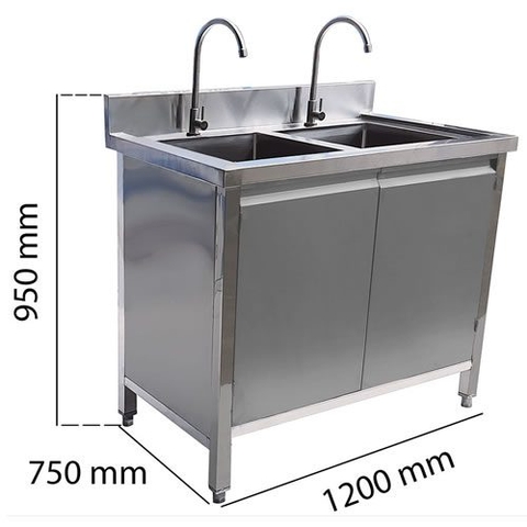 Tủ Inox 2 Bồn Rửa 1200×750 mm