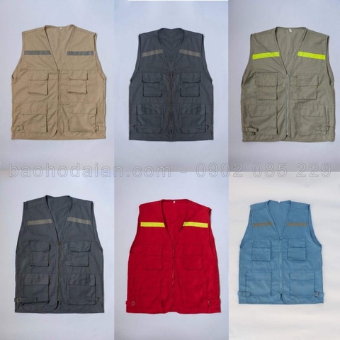 Áo ghile 4 túi vải kaki