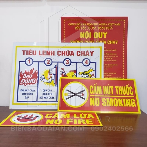 Combo 4 tấm (nội quy-tiêu lệnh- cấm HT-cấm lửa ) PCCC