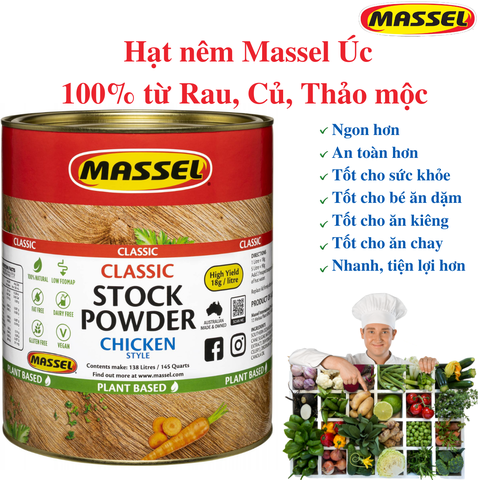Bột nêm vị gà Massel Classic Stock Power Chicken Style không bột ngọt thơm ngon tiện lợi 2.5kg