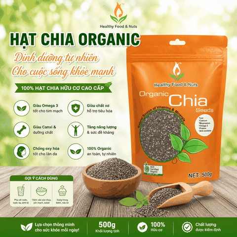 Hạt chia Healthy Nuts & Seeds Organic Chia Seeds 500gr