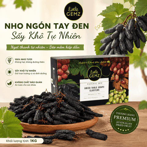 Nho Ngón Tay khô nguyên cành Little Gemz Sweet Sapphire Dried Grapes Clusters 1kg