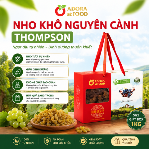 Nho khô nguyên cành Adora st Food Dried Grapes Cluster Thompson  1kg đặc sản Úc