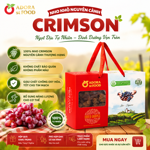 Nho khô nguyên cành Adora st Food  Crimson Dried Table Grapes Cluster 1 kg đặc sản của Úc