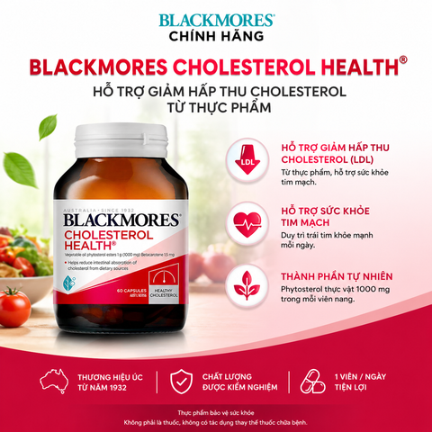 Viên uống giảm mỡ máu blackmores cholesterol health 60 viên