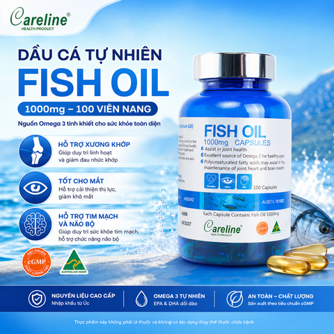 Dầu cá hồi đại dương Úc Careline Fish oil hộp 100 viên