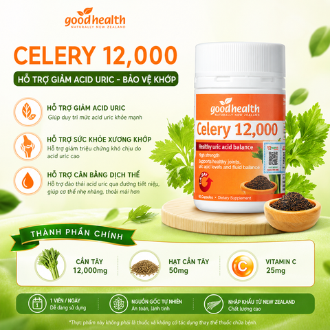 Goodhealth Celery 12,000 – hạt cần tây hỗ trợ Gout cân bằng acid uric trong cơ thể, hỗ trợ đường tiết niệu và dịch cơ thể