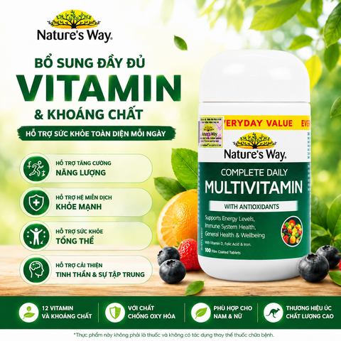 Vitamin tổng hợp Nature’s Way Complete Daily Multivitamin100 Viên bổ sung vitamin và khoáng chất