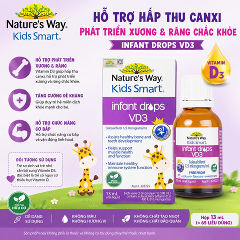 Nature's Way Kids Smart Infant Drops VD3 - Hỗ trợ bổ sung Vitamin D3 cho trẻ - Hộp 13ml