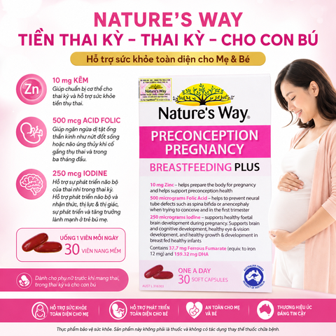 Nature's Way PreConception Pregnancy Breastfeeding Plus - Bổ sung vitamin tổng hợp cho bà bầu