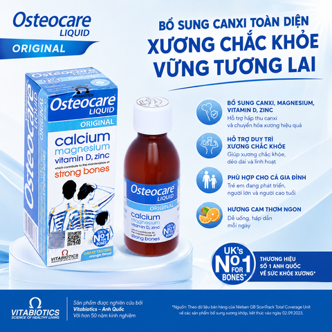 TPBVSK Vitabiotics Osteocare Liquid Original Calcium Magnesium hộp 200ml Canxi  magie, vitamin D3 và kẽm