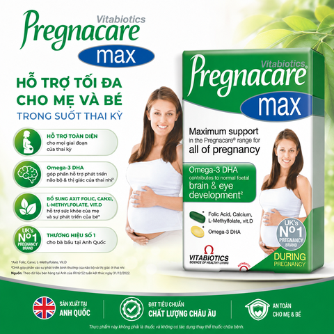TPBVSK Pregnacare Max  bổ sung vitamin,khoáng chất cho phụ nữ mang thai &cho con bú vitabiotics 84 viên
