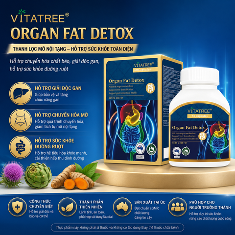 Thải độc mỡ nội tạng vitatree organ fat detox thanh lọc cơ thể hộp 60 viên