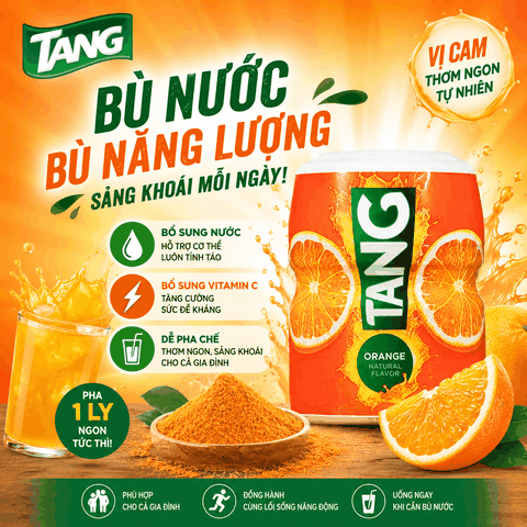 Bột pha nước cam Tang Orange Naranja Mỹ tốt cho sức khỏe hộp 566g