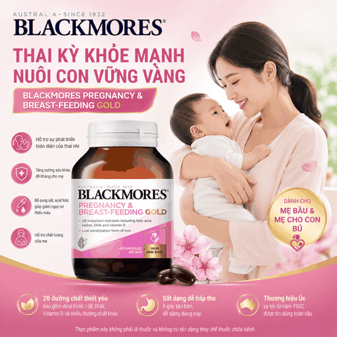 Viên uống bổ sung vitamin tổng hợp cho bà bầu Blackmores pregnancy and breast-feeding gold 60 viên