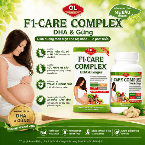 Vitamin tổng hợp cho phụ nữ mang thai và cho con bú Olympian Labs F1 - Care Complex DHA & Ginger