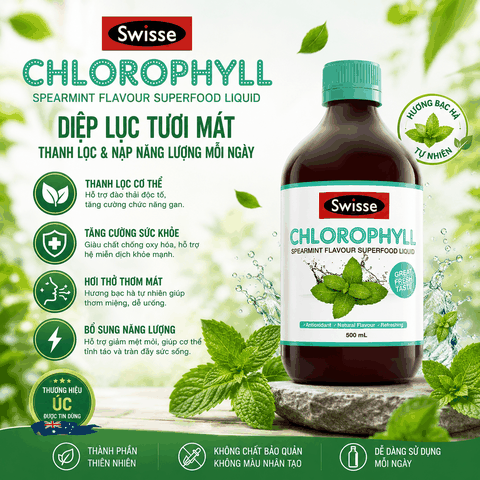 Nước diệp lục Swisse Chlorophyll thanh lọc cơ thể nhập khẩu Úc 500ml (Xanh)