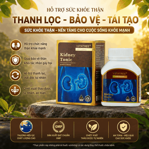 Bổ thận vitatree kindey tonic 100 tablets tăng cường chức năng thận, tráng dương hỗ trợ sinh lý nam