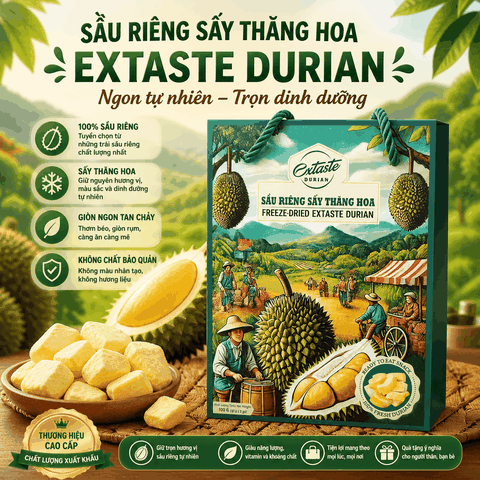 Sầu riêng sấy thăng hoa Freeze Dried Extaste Durian 100g Ready to eat Snack