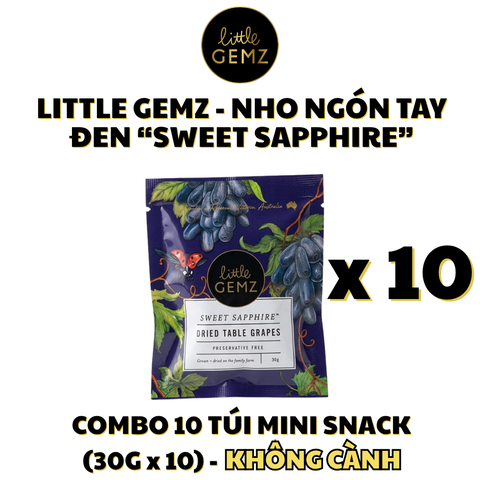 Combo 10 Túi Nho Ngón Tay khô trên cành Little Gemz Sweet Sapphire Dried Grapes Clusters 30g