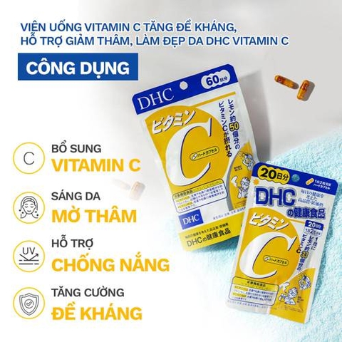 Vitamin c DHC hỗ trợ hỗ trợ da sáng mịn và ngăn mụn 60 viên 30 ngày