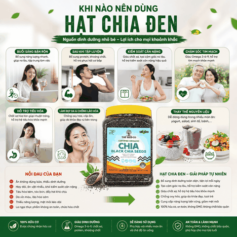 Hạt chia đen The Seed Co certified organic chia seeds 1.6 kg hạt chia đen
