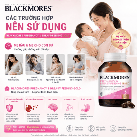 Viên uống bổ sung vitamin tổng hợp cho bà bầu Blackmores pregnancy and breast-feeding gold 60 viên