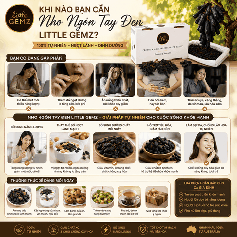 Nho Ngón Tay khô nguyên cành Little Gemz Sweet Sapphire Dried Grapes Clusters 7kg