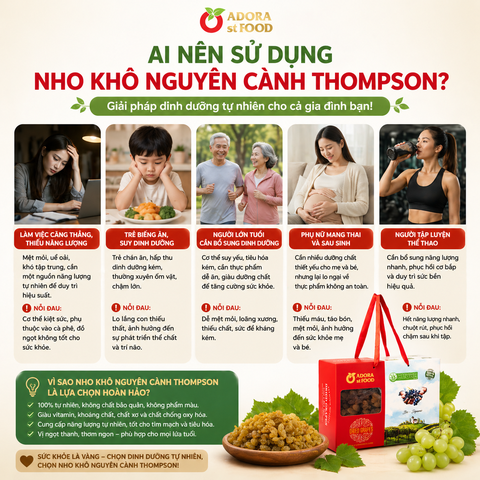 Nho khô nguyên cành Adora st Food Dried Grapes Cluster Thompson  1kg đặc sản Úc