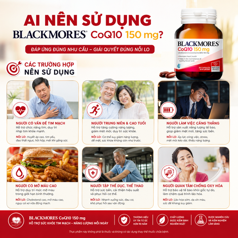 Blackmores Super Strength Coq10 150mg 30 Capsules  hỗ trợ hệ thống tim mạch và mạch máu khỏe mạnh