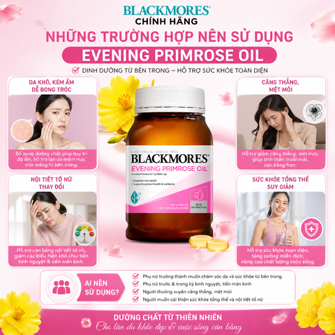 Tinh Dầu Hoa Anh Thảo Blackmores Evening Primrose Oil 190 Viên – Bí Quyết Cân Bằng Nội Tiết & Đẹp Da Toàn Diện