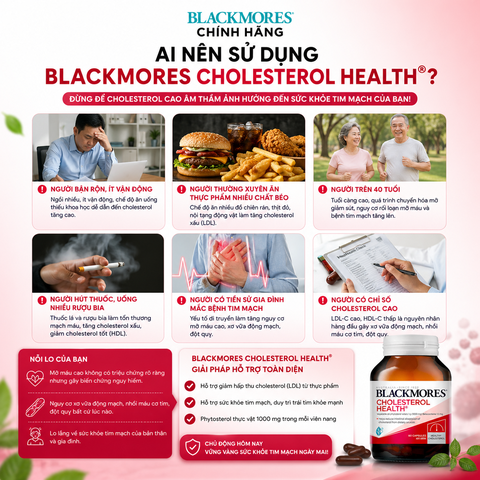 Viên uống giảm mỡ máu blackmores cholesterol health 60 viên