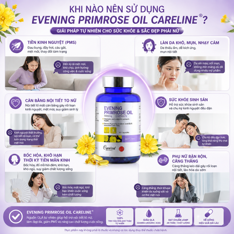 Tinh dầu hoa anh thảo ép lạnh Careline Evening Primrose Oil 1000mg 60 viên