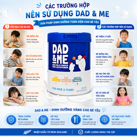 Sữa Dad & Me Kids Milk Powder with Lactoferrin từ 3 tuổi 800g