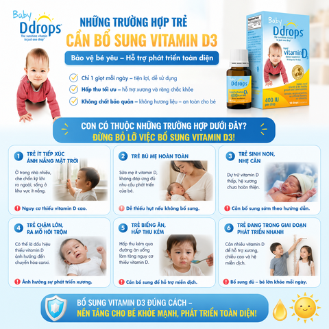 Baby Ddrops Liquid Vitamin D3 400 IU bổ sung vitamin d3 cho trẻ sơ sinh và trẻ nhỏ dạng giọt 15 ngày -t1 tuổi
