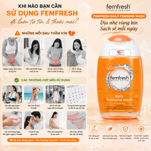 Dung Dịch vệ sinh phụ nữ cao cấp hàng ngày Femfresh Daily Intimate Wash 150ml