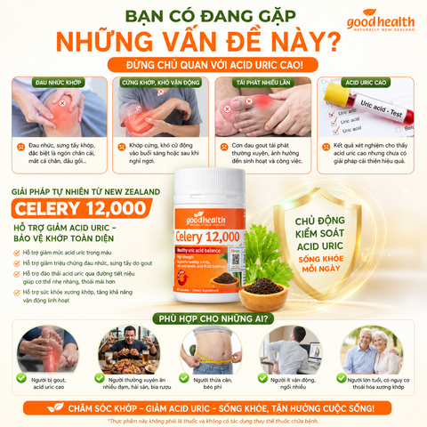 Goodhealth Celery 12,000 – hạt cần tây hỗ trợ Gout cân bằng acid uric trong cơ thể, hỗ trợ đường tiết niệu và dịch cơ thể